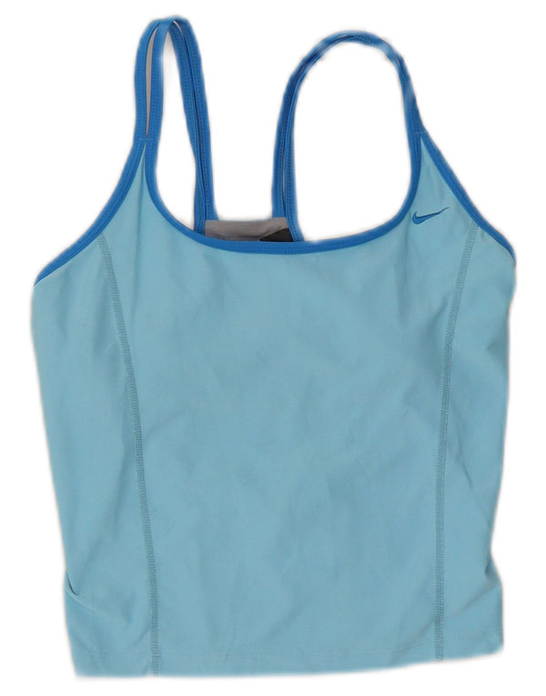 Nike Haut court Dri Fit pour femme US 4/6 Petit Bleu Colorblock Polyester