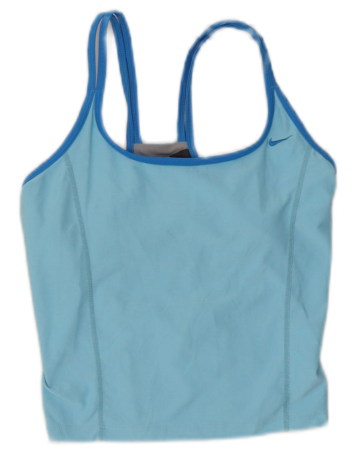 Nike Haut court Dri Fit pour femme US 4/6 Petit Bleu Colorblock Polyester