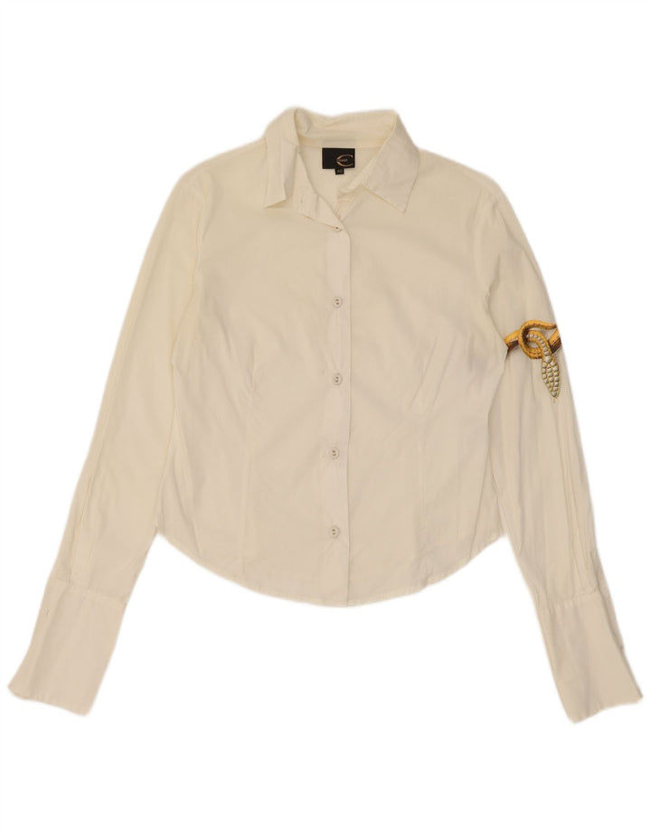 Just Cavalli Chemise graphique femme IT 40 petit coton blanc