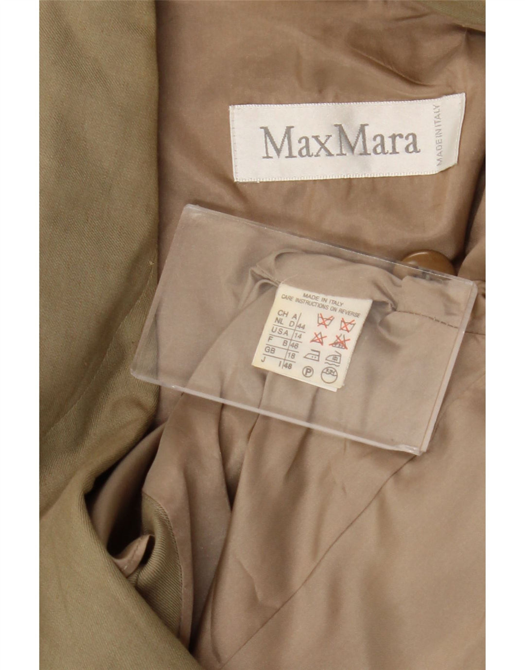 Max Mara Veste blazer 1 bouton pour femme UK 18 XL Kaki Lin