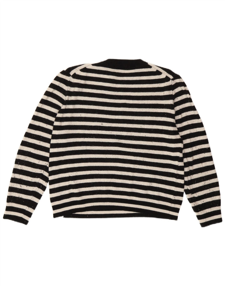 Zara Pull ras du cou pour femme UK 44 en polyamide rayé noir moyen