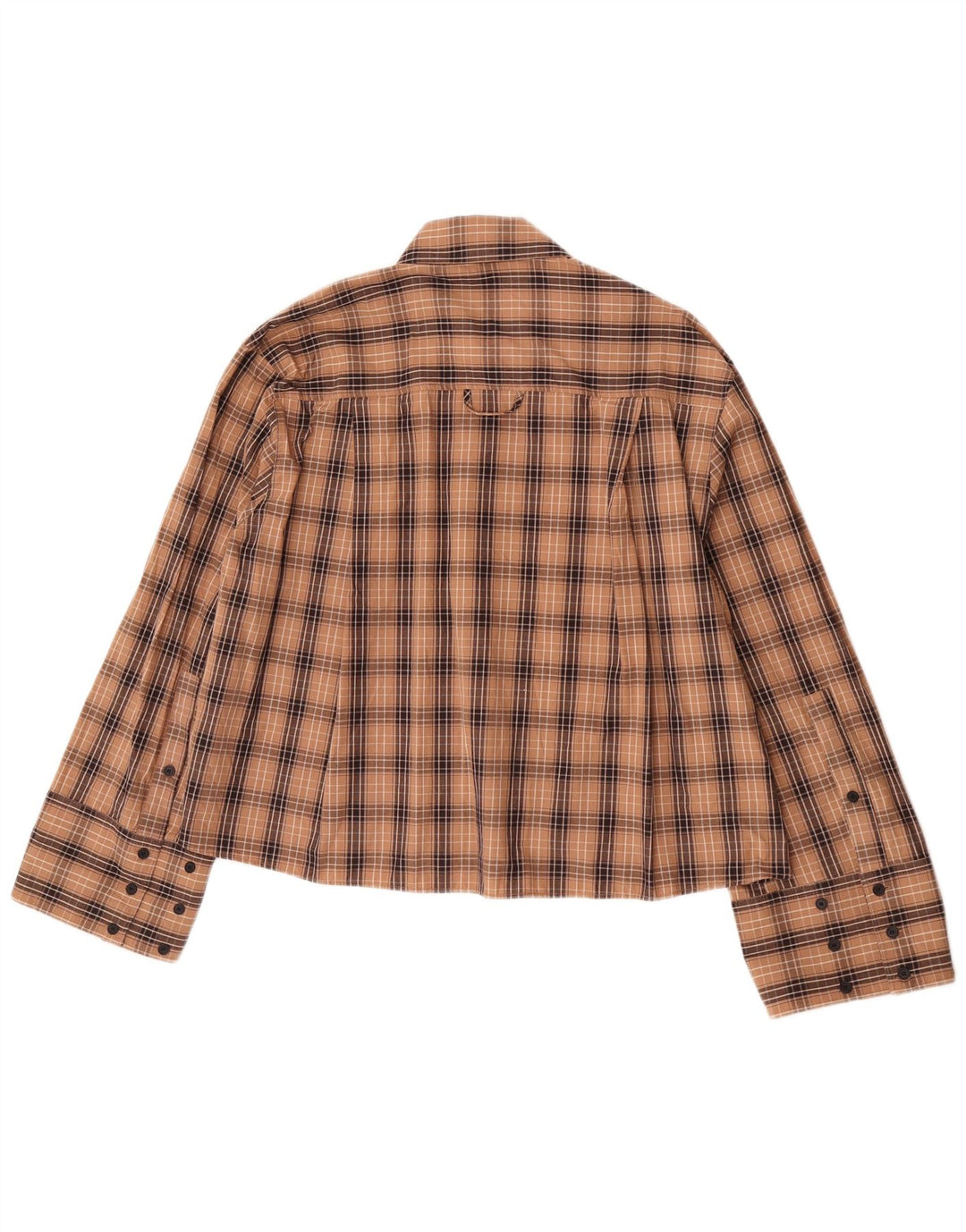 Zara Chemise surdimensionnée pour femme UK 10 Petit coton à carreaux marron
