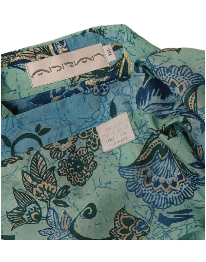 Chemise homme vintage 2XL Soie florale bleue