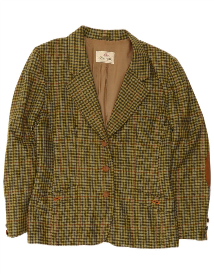 Vintage Homme 3 Bouton Blazer Veste IT 44 Pied De Poule Vert Moyen