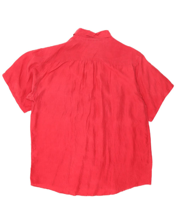 vintage Chemise à manches courtes pour hommes Soie rouge moyenne