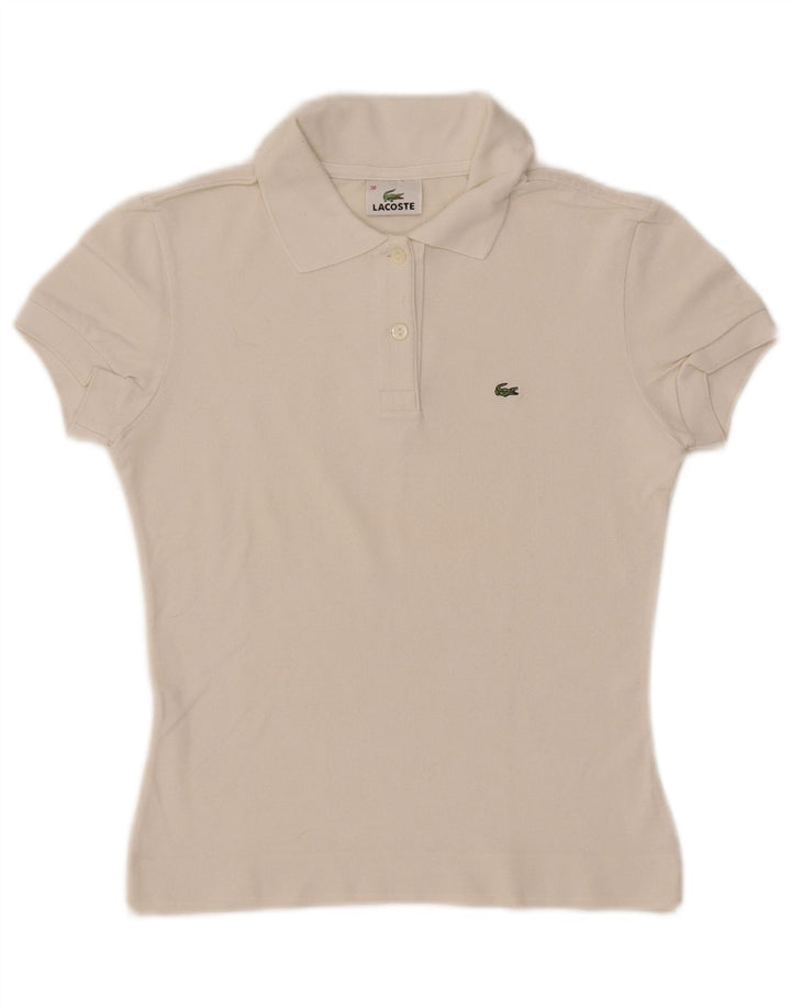 LACOSTE Polo Femme Taille 38 Coton Blanc Moyen