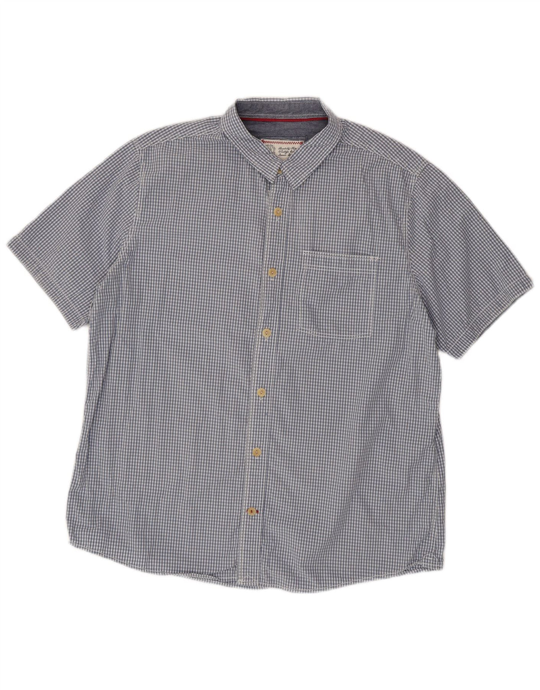 Chemise à manches courtes pour hommes Fat Face XL en coton vichy bleu