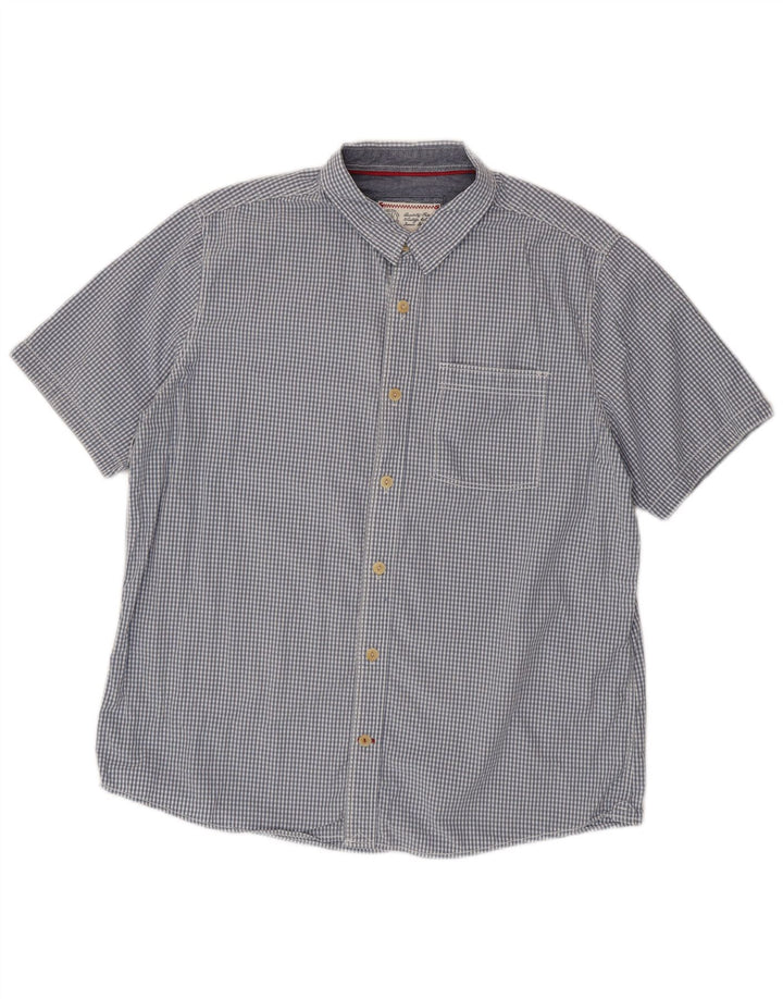 Chemise à manches courtes pour hommes Fat Face XL en coton vichy bleu