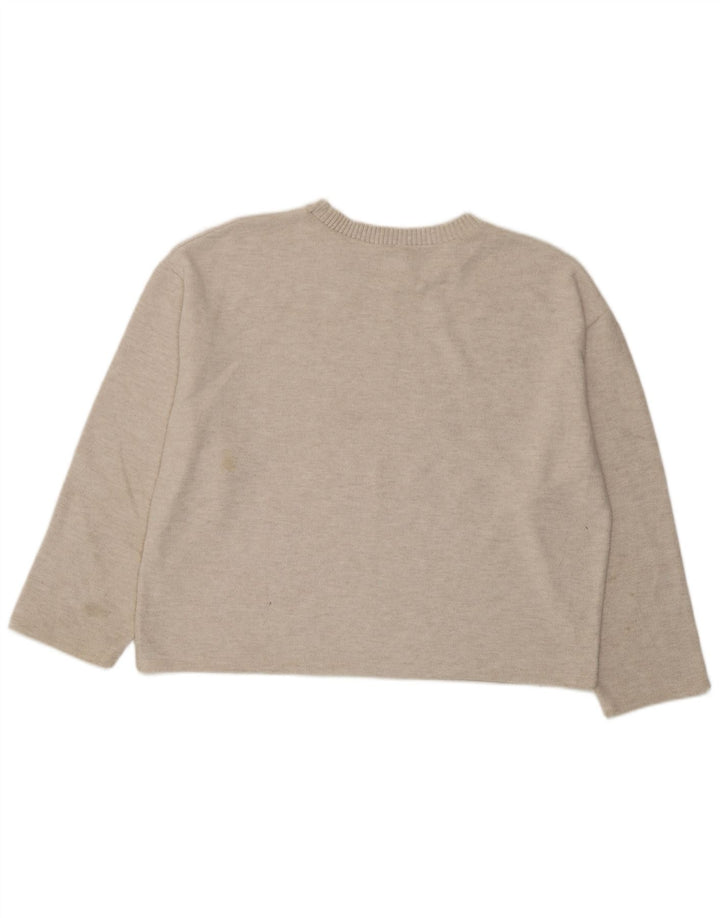 Zara Haut surdimensionné à manches longues pour femme UK 16 Large Blanc cassé