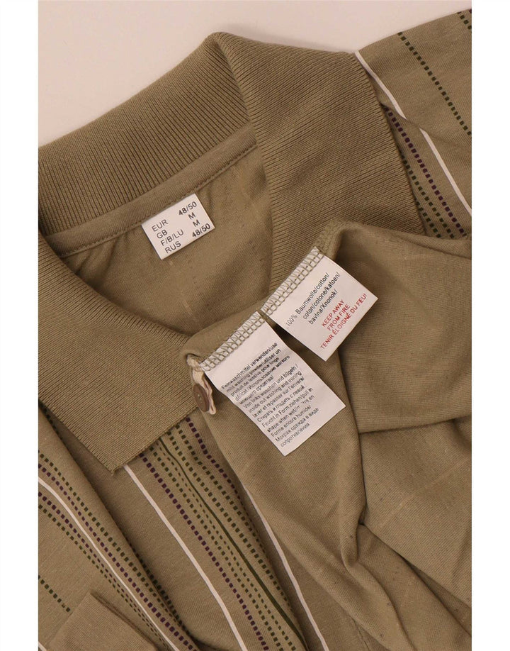 Polo Homme Vintage Coton Rayé Kaki Moyen
