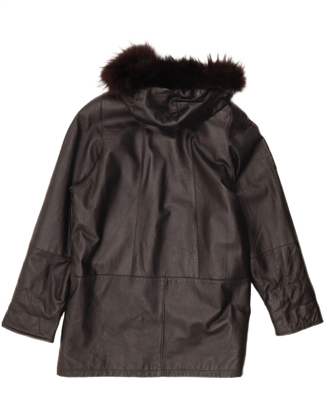 Privilegi Manteau en cuir surdimensionné à capuche pour femme IT 50 XL Cuir noir