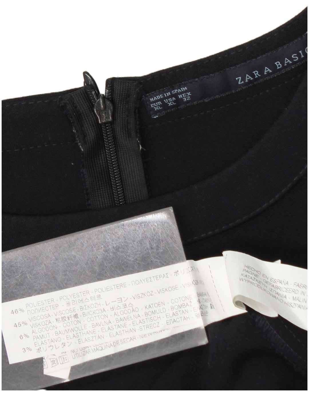 Zara Robe droite sans manches pour femme UK 18 XL Bleu marine Polyester