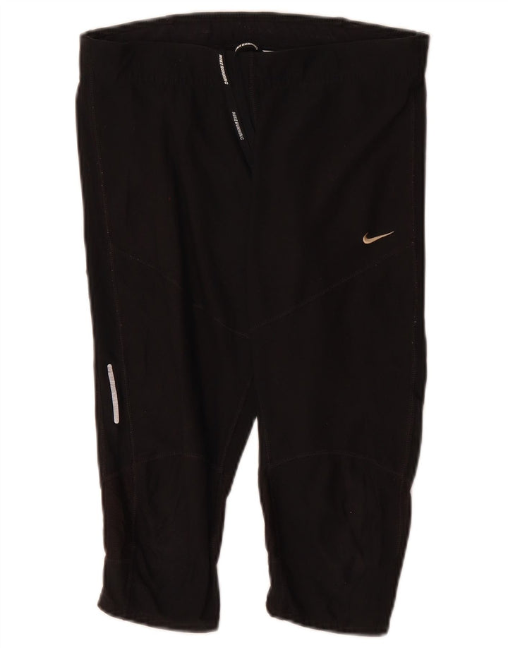 NIKE Pantalon de survêtement Dri Fit Capri pour femme UK 12 Noir Moyen Polyester