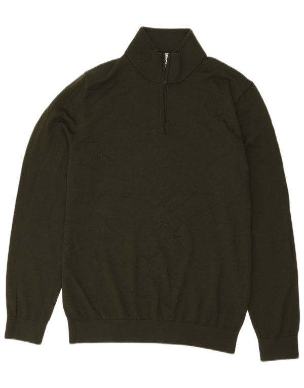 Reiss Homme Pull Col Zippé Grand Vert Acrylique