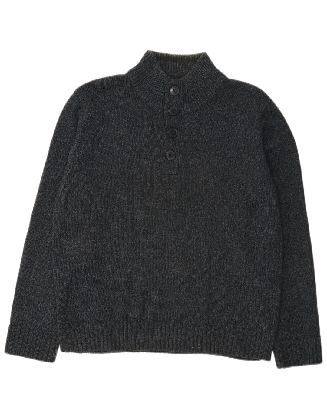 Marks & Spencer Pull à col boutonné pour homme Taille L Bleu marine moucheté