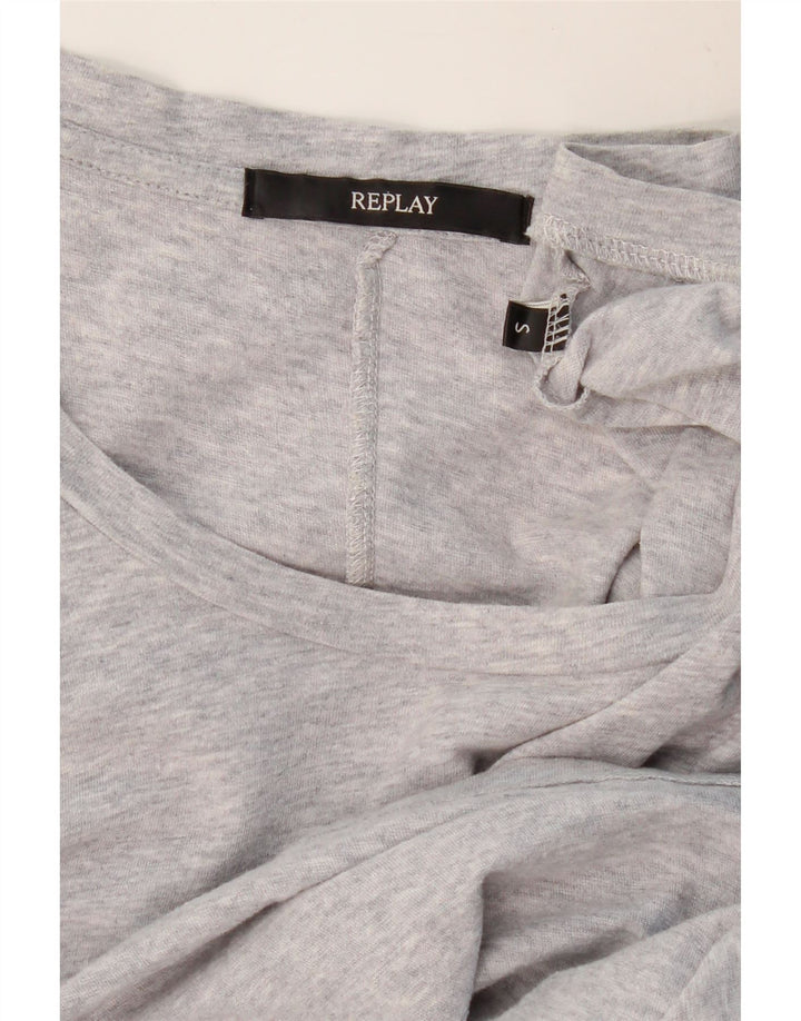 REPLAY T-Shirt Femme Top UK 10 Small Gris