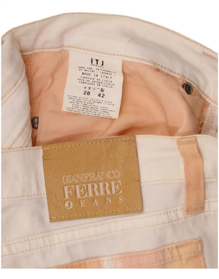 Gianfranco Ferre Bermuda Denim Femme W28 Blanc Moyen Colorblock