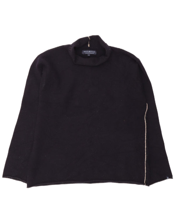White Stuff Pull à col roulé pour femme UK 16 Large Bleu marine en laine
