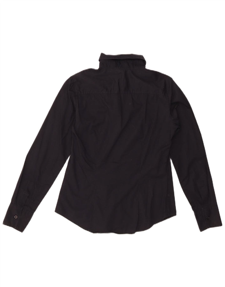 BENETTON Chemise Femme UK 12 Medium Noir