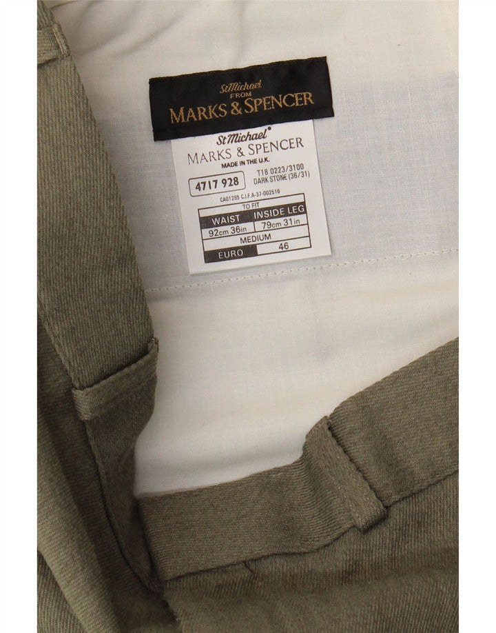 Marks & Spencer Pantalon Chino Droit Homme W36 L31 Gris Polyester