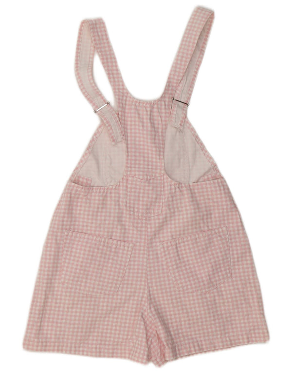 vintage Femme Dungarees Shorts IT 40 Petit W30 Rose Gingham Coton