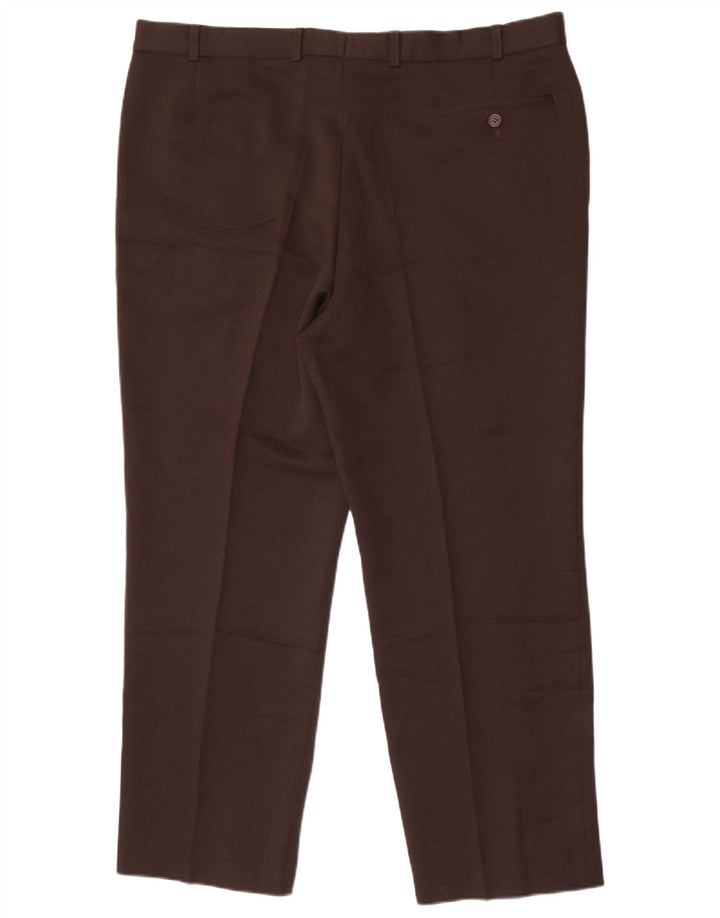 Marks & Spencer Pantalon de Costume Droit Homme W40 L29 Marron Polyester