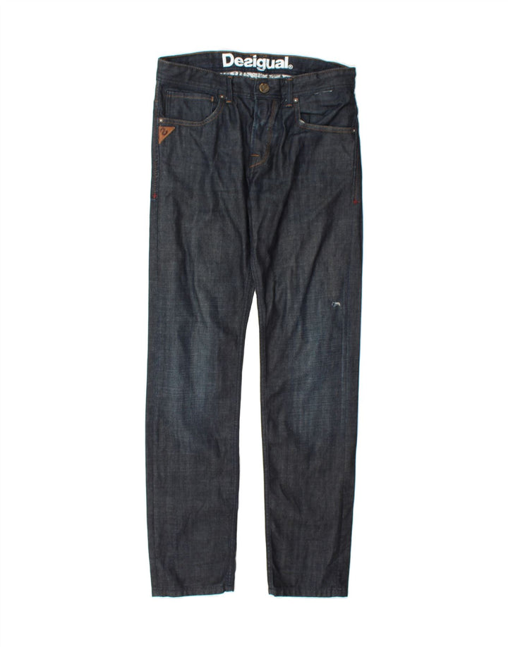 DESIGUAL Womens Straight Jeans W32 L33 Navy Blue Cotton Vintage Desigual and Second-Hand Desigual from Messina Hembry 