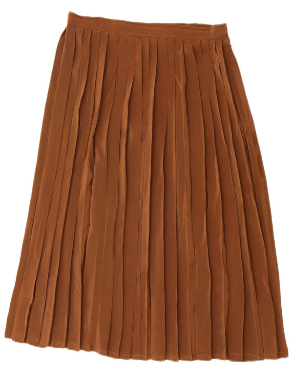 VINTAGE Womens High Waist Pleated Skirt W26 Small Brown