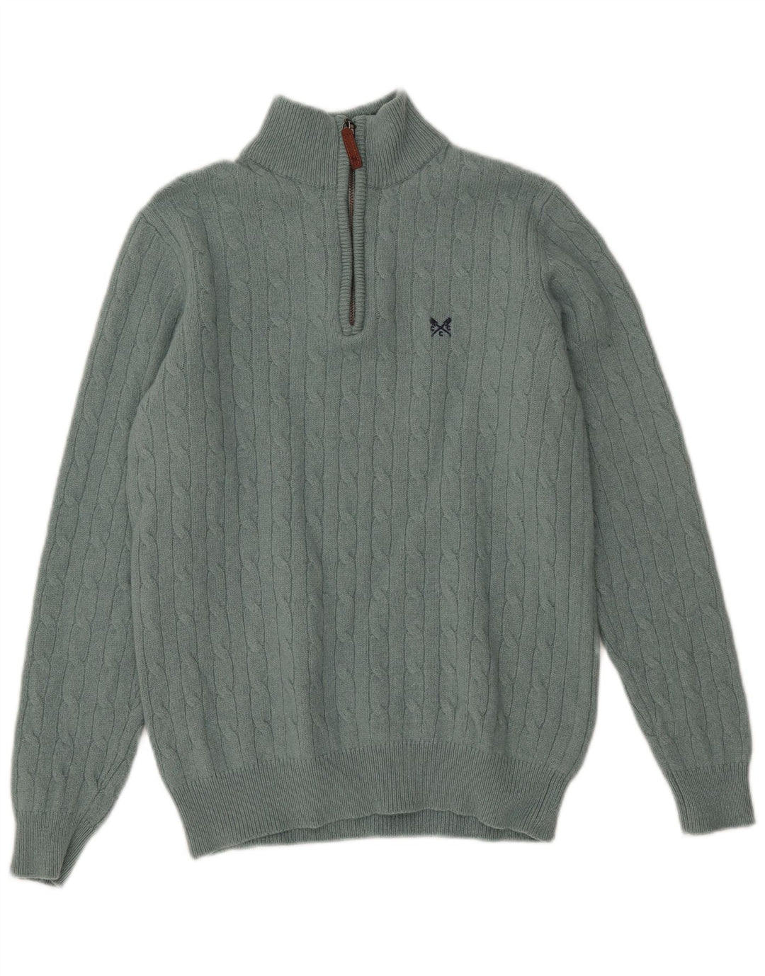 Crew Clothing Pull à col zippé pour homme Petite laine verte