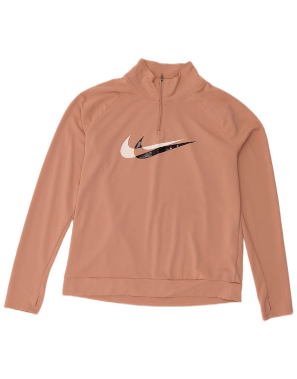 Haut de survêtement Nike Dri Fit Graphic pour femme, rose moyen, UK 14