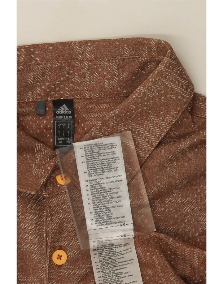Adidas Polo Homme Grand Marron Géométrique Polyester