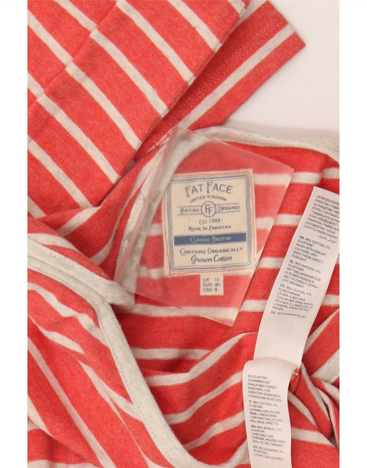 Fat Face Haut à manches longues pour femme en coton rayé orange moyen UK 42