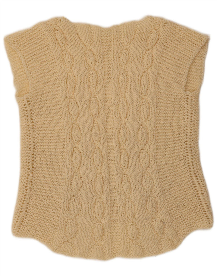 VINTAGE Femme Gilet Débardeur UK 12 Beige Moyen