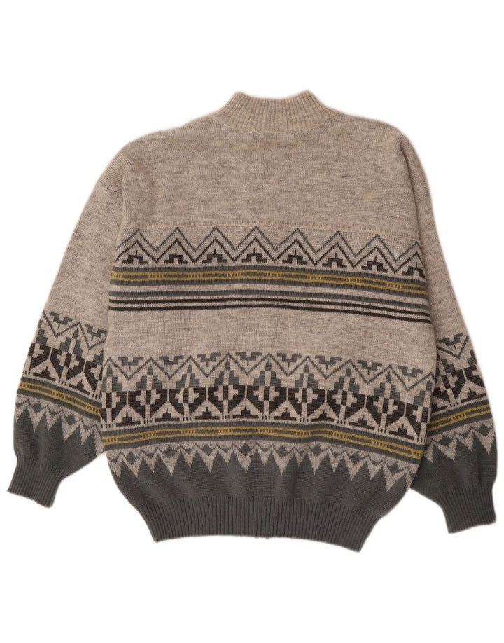 Maremma Pull Cardigan Homme Gris Moyen Fair Isle Polyacrylique