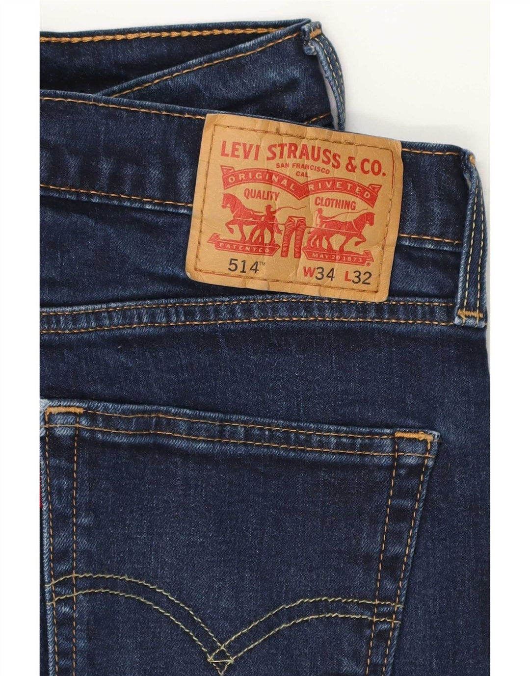 Levi's Jean 514 Straight Homme Bleu Marine W34 L32 Coton
