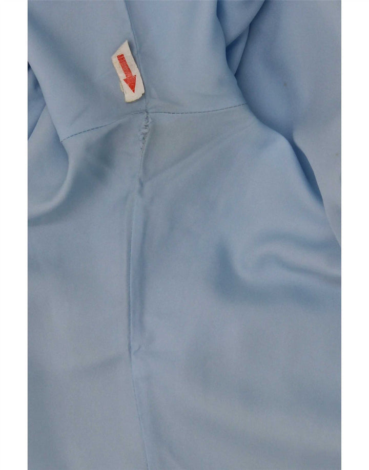 vintage Femme Chemise à manches courtes Blouse UK 14 Polyester Bleu Moyen