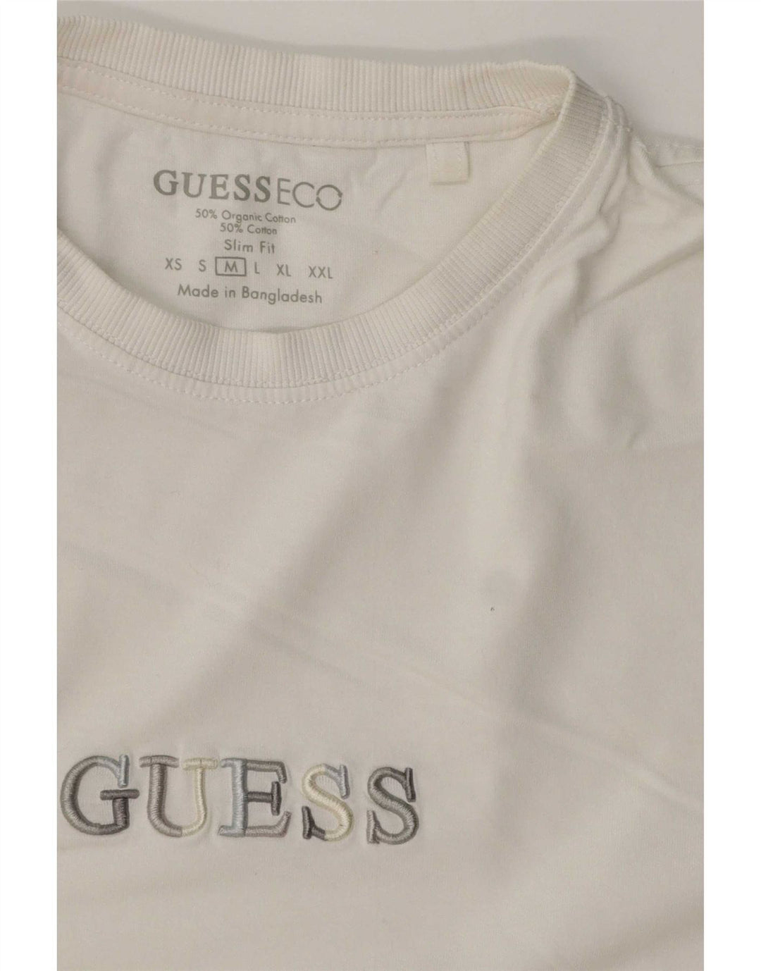 Guess T-Shirt Graphique Coupe Slim Homme Blanc Moyen Coton