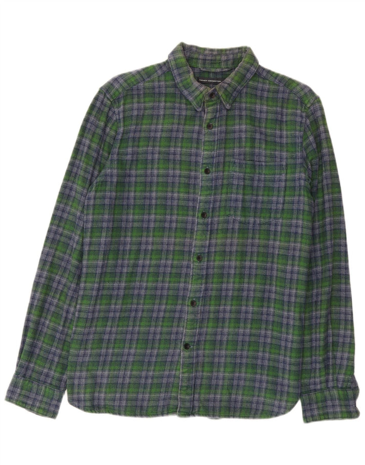 French Connection Chemise en Flanelle Homme Vert Moyen à Carreaux en Coton