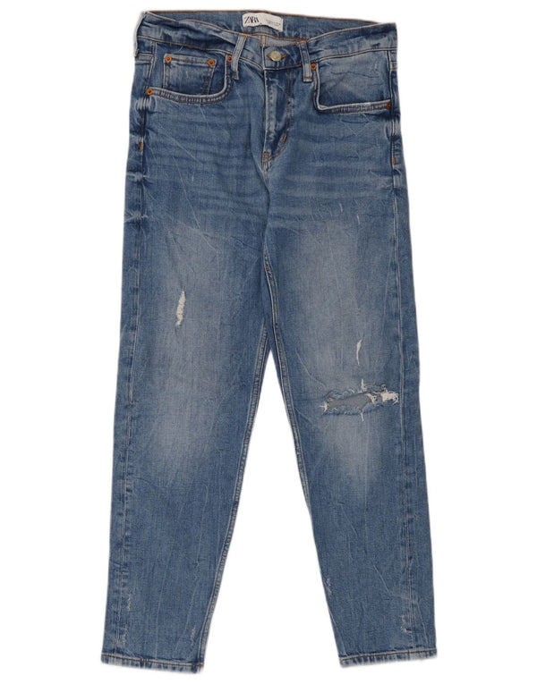 Zara Jean slim vieilli pour femme EU 36 XS W26 L26 Bleu Coton
