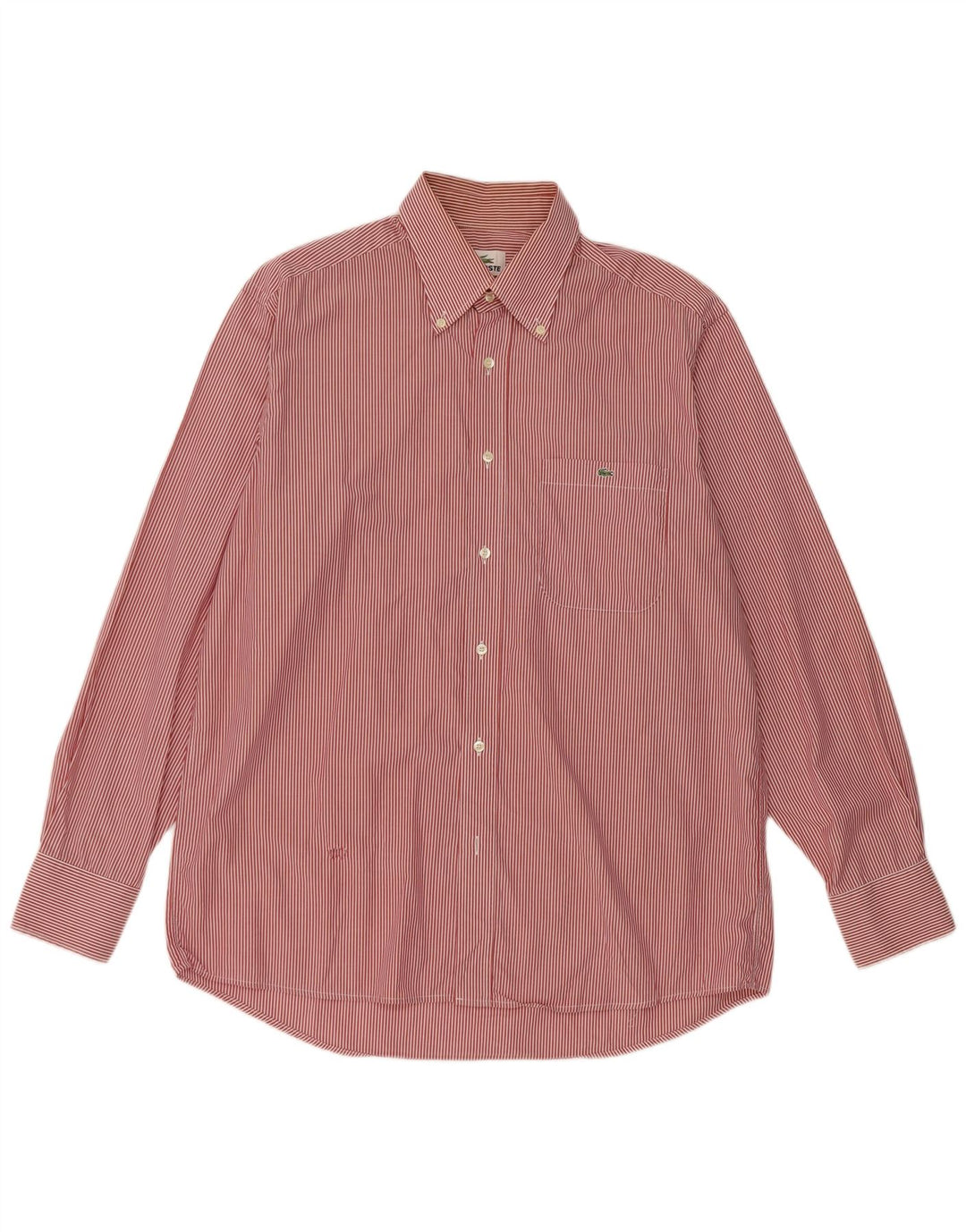 Lacoste Chemise Homme Taille 42 Grand Coton Rayé Rouge