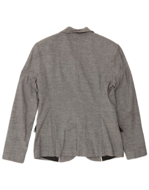 French Connection Veste blazer à 2 boutons pour femme UK 12 Gris moyen à fines rayures