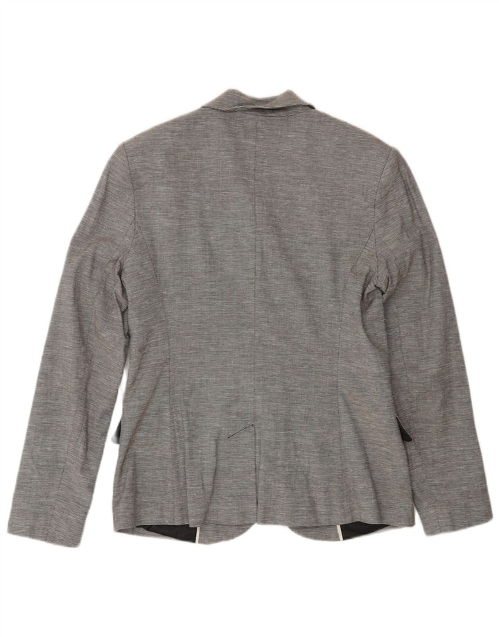 French Connection Veste blazer à 2 boutons pour femme UK 12 Gris moyen à fines rayures