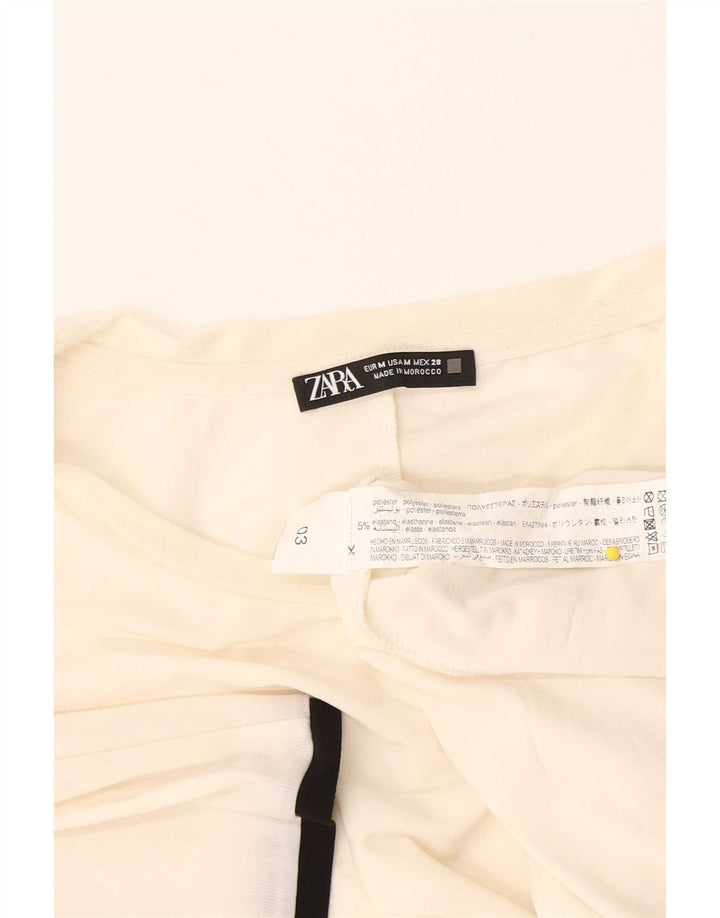 Zara Femme T-Shirt Top UK 14 Moyen Blanc Cassé Polyester