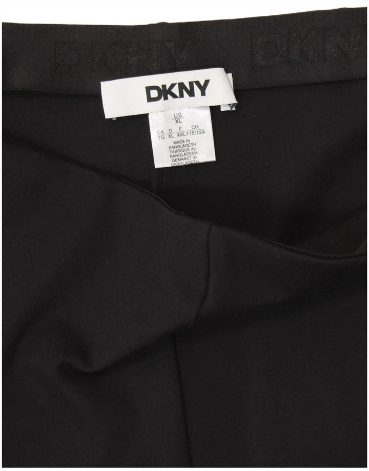 DKNY Pantalon Capri Droit Taille Haute Femme XL W36 L24 Rayonne Noire
