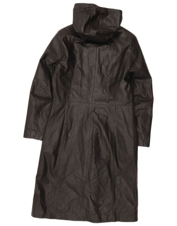 Manteau en cuir à capuche femme vintage IT 44 Cuir noir moyen