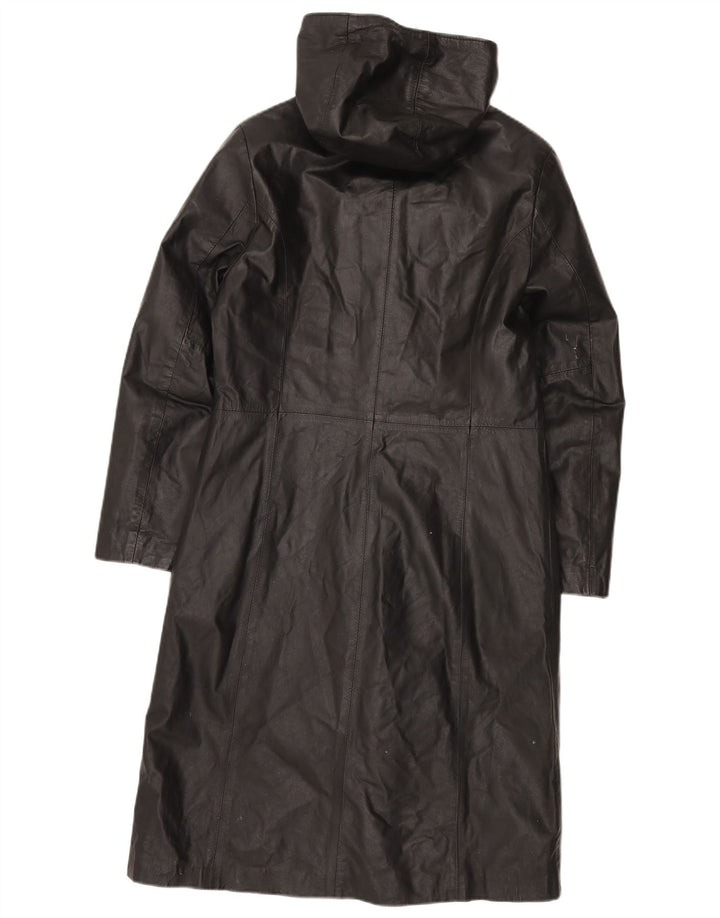 Manteau en cuir à capuche femme vintage IT 44 Cuir noir moyen