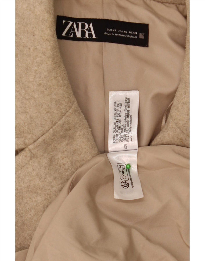 Zara Manteau surdimensionné à double boutonnage pour femme UK 6 XS Beige Polyester