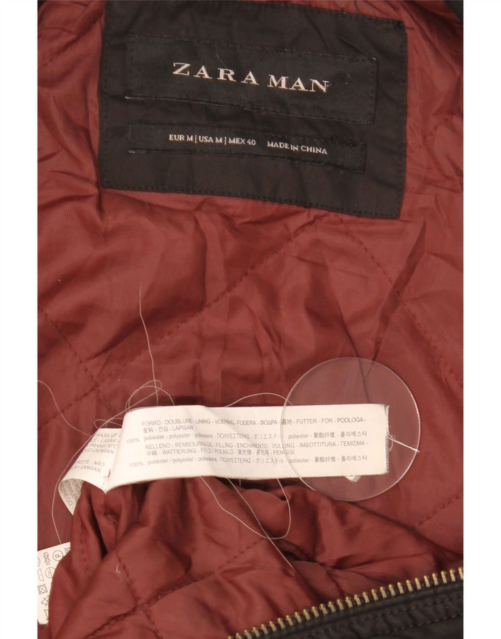 Zara Bomber Jacket Homme UK 38 Medium Noir Colorblock Polyester