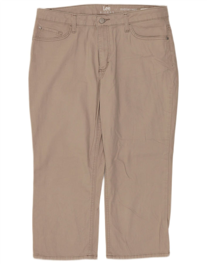 LEE Pantalon Capri Riders Taille Moyenne pour Femme US 12 Large W32 L20 Beige