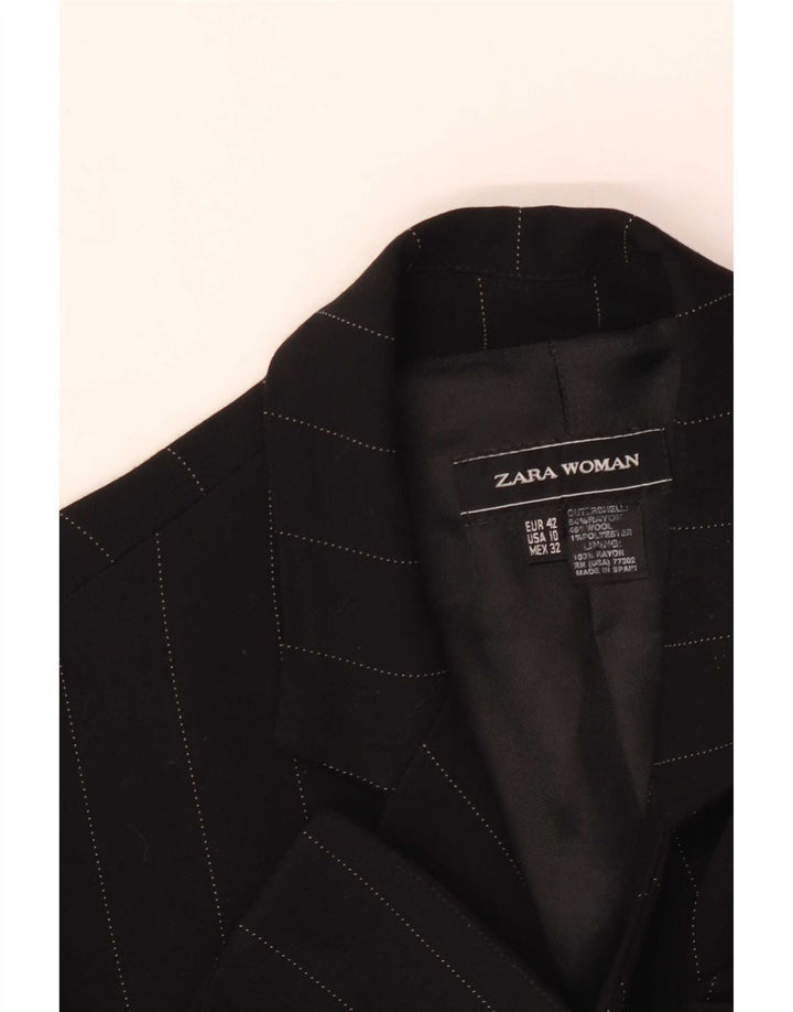 Zara Veste blazer à 2 boutons pour femme EU 42 Grande rayonne noire à fines rayures